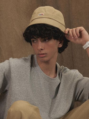 Daily Logo Cotton Bucket Hat Beige_KDRAX24173 - Head - Modalova