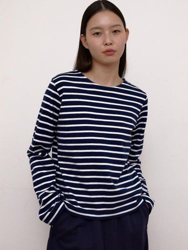 Stripe Long Sleeve T-Shirts (Navy) - 38comeoncommon - Modalova