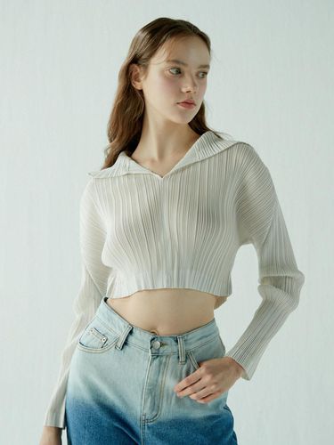 Hooded cropped pleats T-shirt_LPTSM223003 - Lapli - Modalova