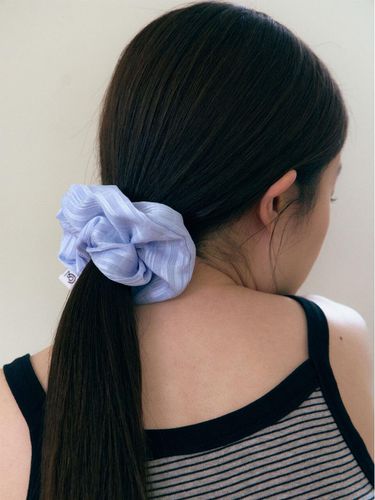 Check Sheer Scrunchie (Sky Blue) - 38comeoncommon - Modalova