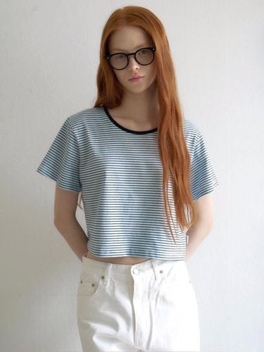 Routine stripe crop t-shirts (baby blue) - hetherment - Modalova