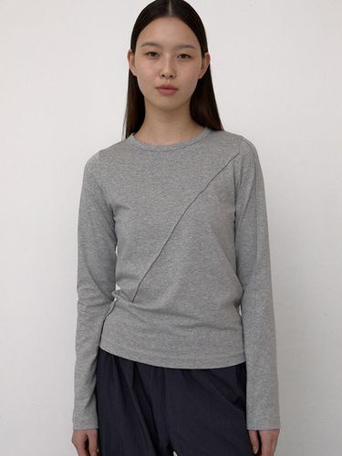 Line Long Sleeve T-Shirts (Melange Grey) - 38comeoncommon - Modalova