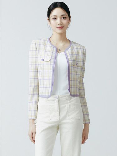Color Block Zip-Up Tweed Jacket ITO4WJK3 - IT MICHAA - Modalova