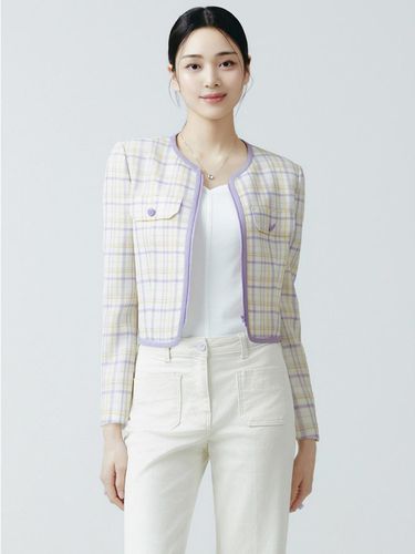 It MICHAA Color Block Zip-Up Tweed Jacket ITO4WJK3 - itMICHAA - Modalova