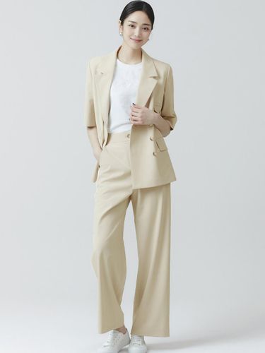 Color Accentuated Wide Pants(2COLOR) - IT MICHAA - Modalova