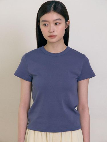 Cap sleeve round T-shirts (Dusty Navy) - 38comeoncommon - Modalova