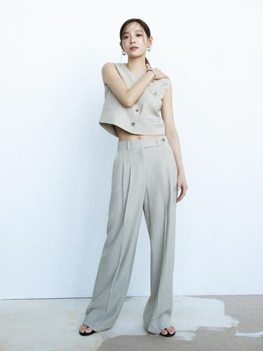 It MICHAA Stitch Two-Tuck Wide Linen Pants ITO6WPT - itMICHAA - Modalova