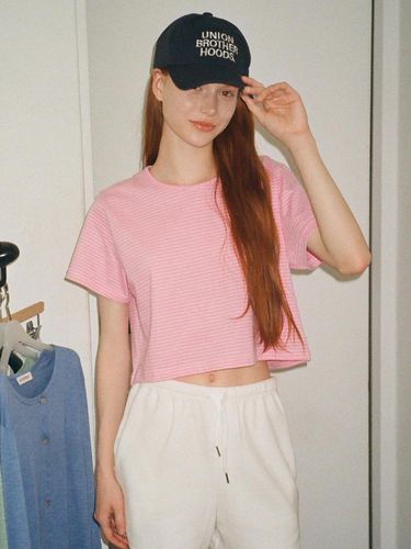 Routine stripe crop t-shirts (pink) - hetherment - Modalova