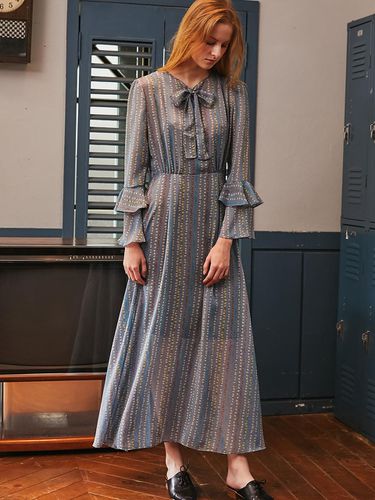 Simone Ruffle Sleeve Long Dress_Blue - SORRY TOO MUCH LOVE - Modalova