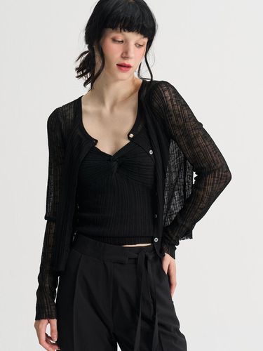 Praha Bustier Sleeveless Cardigan Set_Black - SORRY TOO MUCH LOVE - Modalova