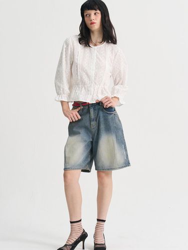 Wide Bermuda Denim Half Pants_Blue - SORRY TOO MUCH LOVE - Modalova