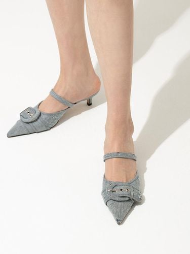 Fornax Belted Mules_Layered Denim Fabric - CHAUSSURE LAPIN - Modalova