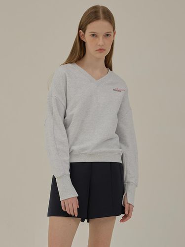 V-Neck Loose Fit Sweatshirt_Light Gray - Charles de Rohan - Modalova