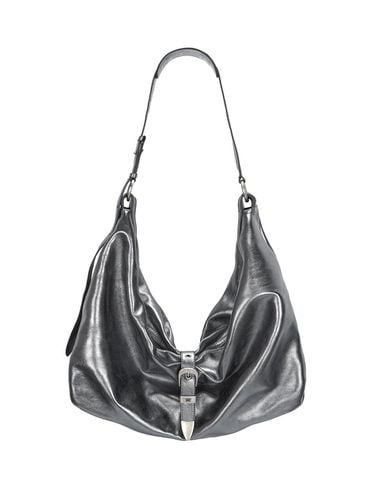 Belted Hobo Bag_Metallic Grey Foiled Plain - MARGESHERWOOD - Modalova