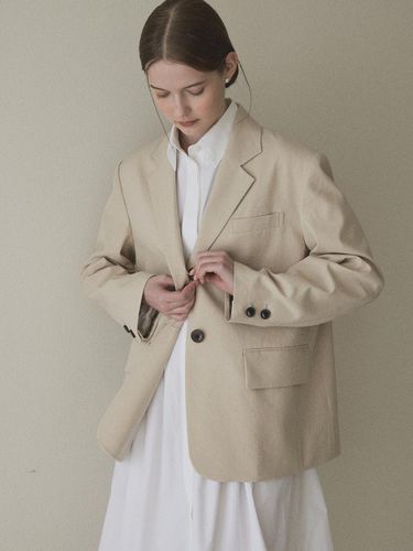 Linen Semi Over-Fit Jacket_Beige - Charles de Rohan - Modalova