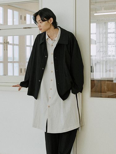 Unisex Wide Sleeve Long Shirt_Natural - malen - Modalova