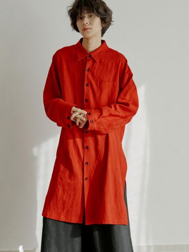 Unisex Linen Long Shirt_Red - malen - Modalova