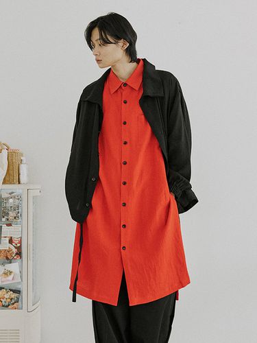 Unisex Wide Sleeve Long Shirt_Red - malen - Modalova