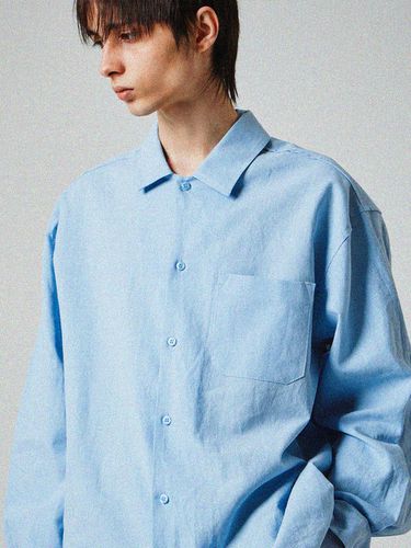 Linen Slit Shirt_Sky Blue - ease - Modalova