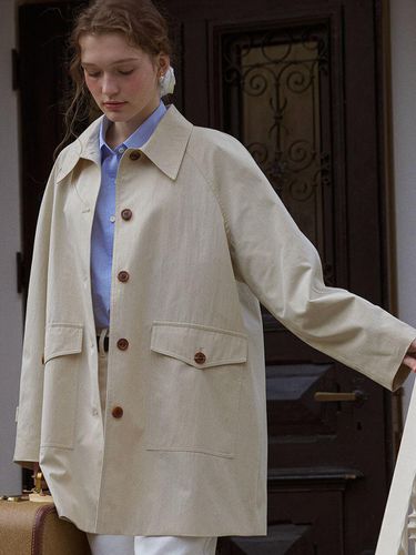 Raglan Trench Coat (Beige) - chat de lama - Modalova