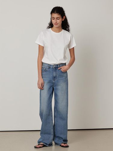 Semi Wide Cutting Denim Pants_Blue - Q’SRB - Modalova