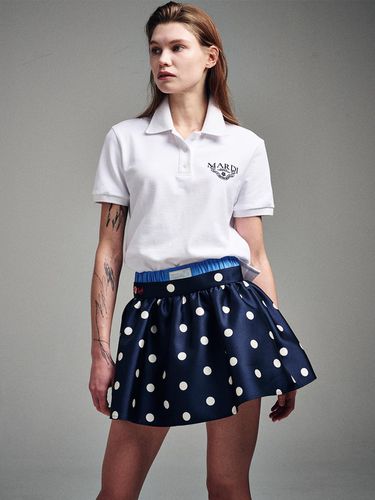 Volume Mini Skirt Crape Dot (Navy) - MARDI MERCREDI - Modalova