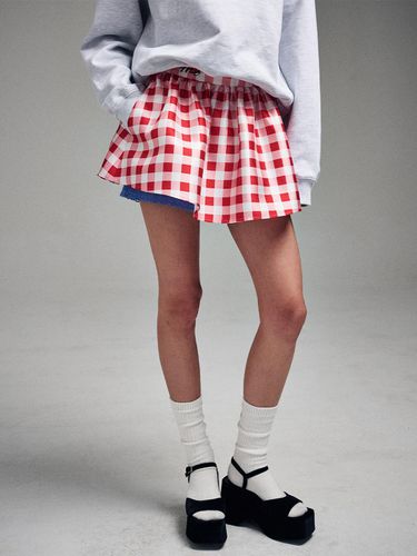 Volume Mini Skirt MICADO Gingham Plaid () - MARDI MERCREDI - Modalova