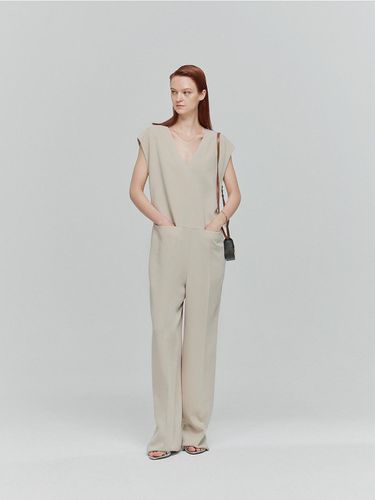 Soft Wide Leg Jumpsuit _ Beige - L’H.A.S - Modalova