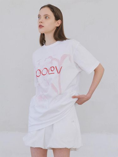 Flower Letter Oversized T-shirt_White - poev - Modalova