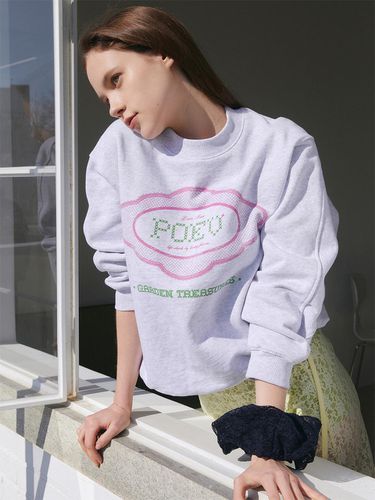 Lace Applique Sweatshirt_Light Grey - poev - Modalova