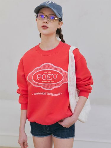 Lace Applique Sweatshirt_Bright Red - poev - Modalova