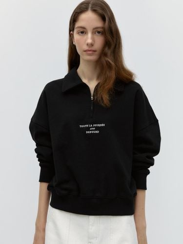 Collar Zip-Up Sweatshirts - Black - DEPOUND - Modalova