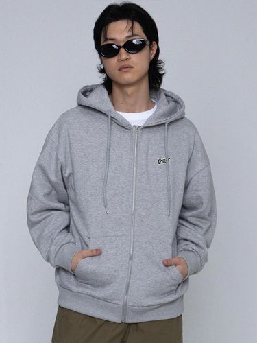 Baseball Logo Embroidery Zip Up Hoodie_Grey - GRAVER - Modalova