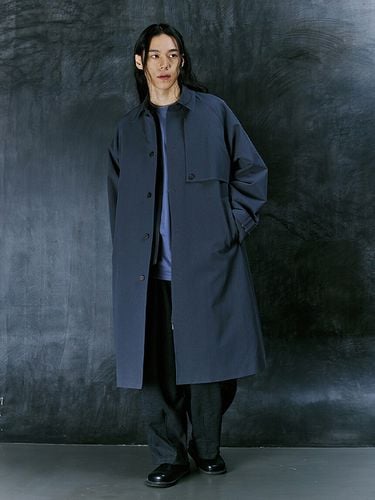 Earth Cotton Balmacaan Coat_Charcoal - A NOTHING - Modalova