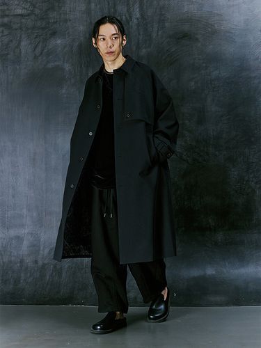 Earth Cotton Balmacaan Coat_Black - A NOTHING - Modalova