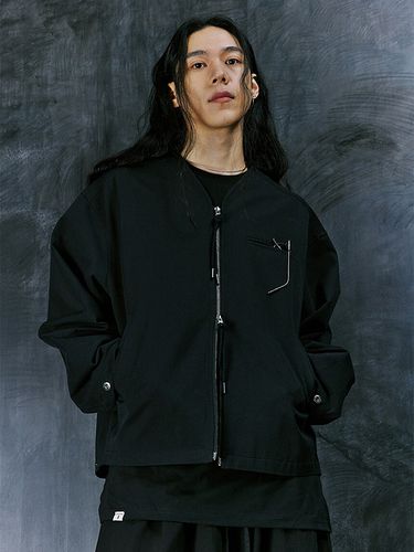 Earth Cotton Y Zip Up Jacket_Black - A NOTHING - Modalova