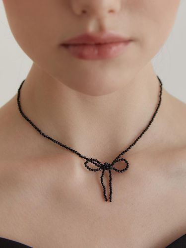 Silver 925) Rose Beads Ribbon Necklace - TATIANA - Modalova