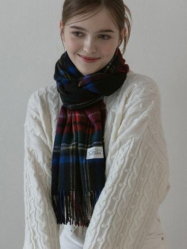 Mixed Check Soft Wool Scarf - TATIANA - Modalova