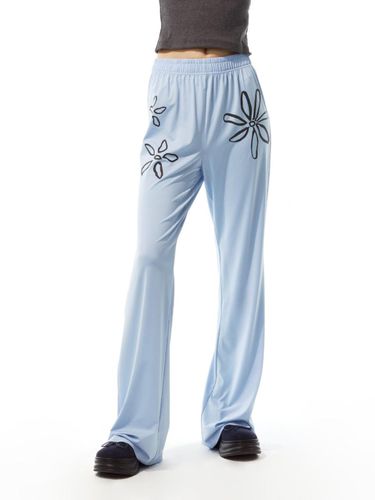 Printed Boot-Cut Pants (Blue) - THREE TO EIGHTY - Modalova