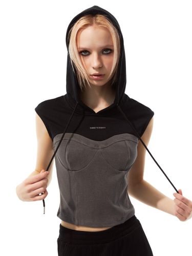 Hooded Corset T-Shirt (Black) - THREE TO EIGHTY - Modalova