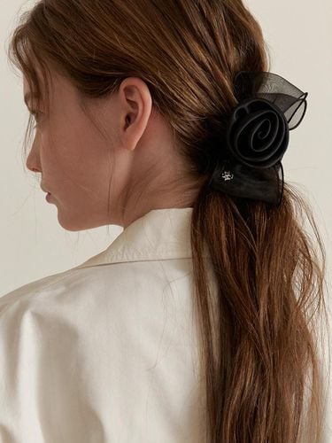 Black Ribbon Hair Claw Clip - TATIANA - Modalova