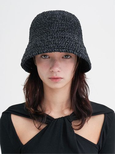 Knitting Straw Bonnet Hat - Black - Brown Hat - Modalova