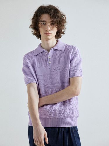 Multi Pattern Polo Knit Top_Purple - whatever we want - Modalova