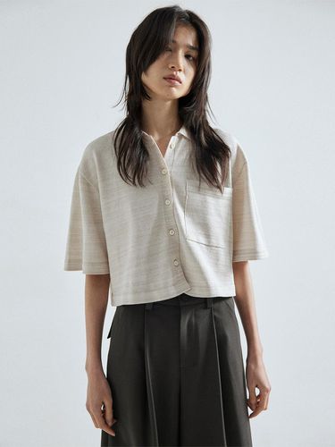 Metallic Cropped Shirt Knit Top - whatever we want - Modalova