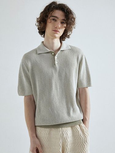 Two Tone Polo Knit Top_Khaki - whatever we want - Modalova