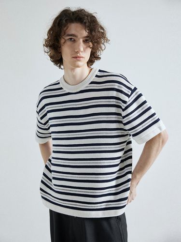 Reflective Stripe Knit Top_White - whatever we want - Modalova