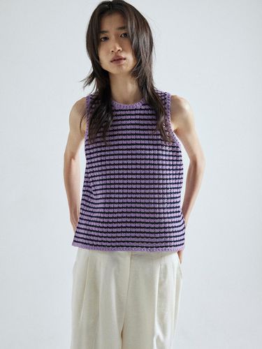 Boucle Stripe Knit Vest_Purple - whatever we want - Modalova