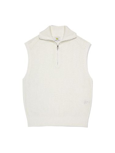 Mesh Half Zip Up Knit Vest_White - Wacky Willy - Modalova