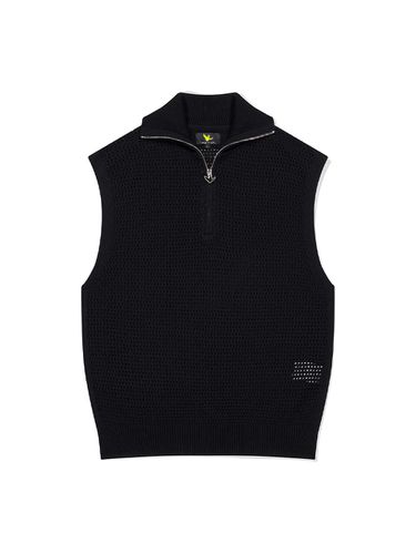 Mesh Half Zip Up Knit Vest_Black - Wacky Willy - Modalova