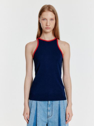 YOUE Contrast Halter Top - Navy - EENK - Modalova